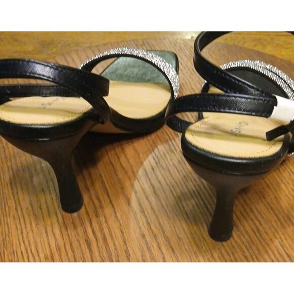 Lisa Vicky Ankle Strap Heels Black And Silver Gem–V Size 8 Chic Stylish Open Toe - Picture 5 of 7